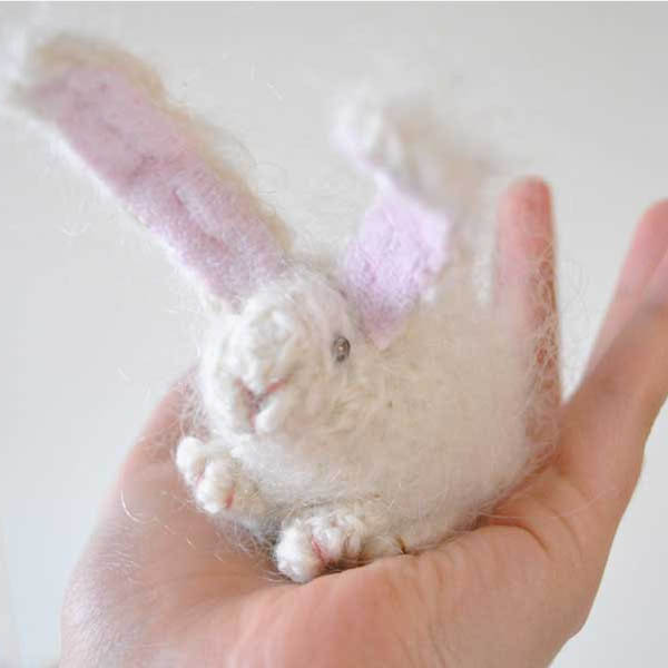 White fluffy bunny from  Mohair Yarn