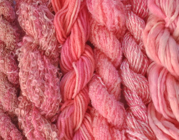 6 small Yarn skeins pink set