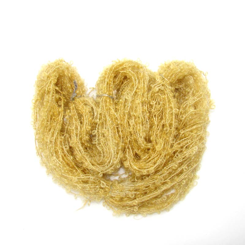 100 % wool boucle Yarn, hand dyed wool yellow honey