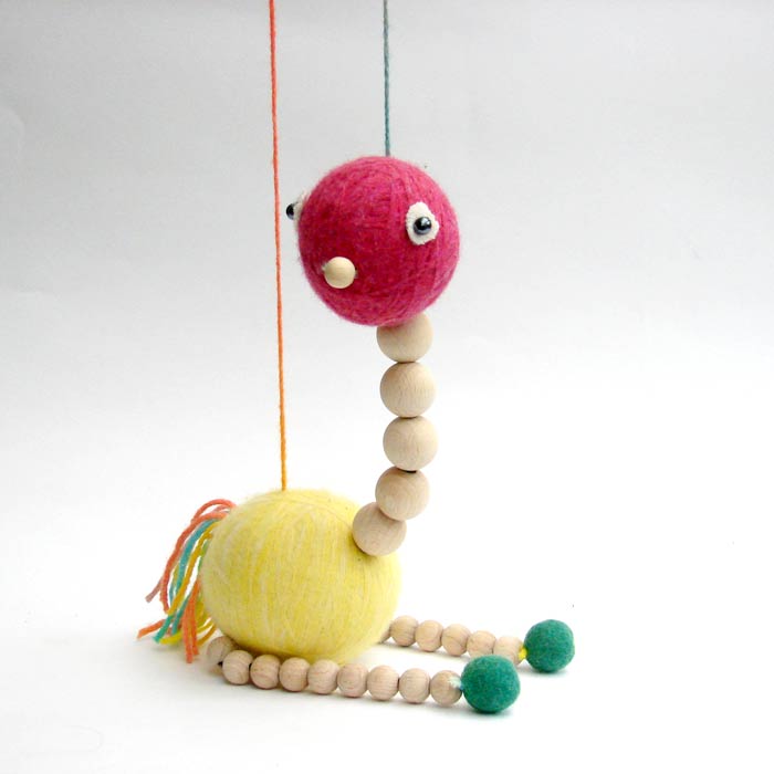 Handmade Marionette Ostrich, Felted Toy.waldorf toys