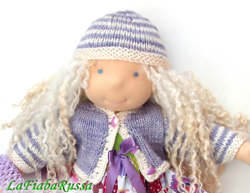 Waldorf doll Biancaneve 16 in curly white hair