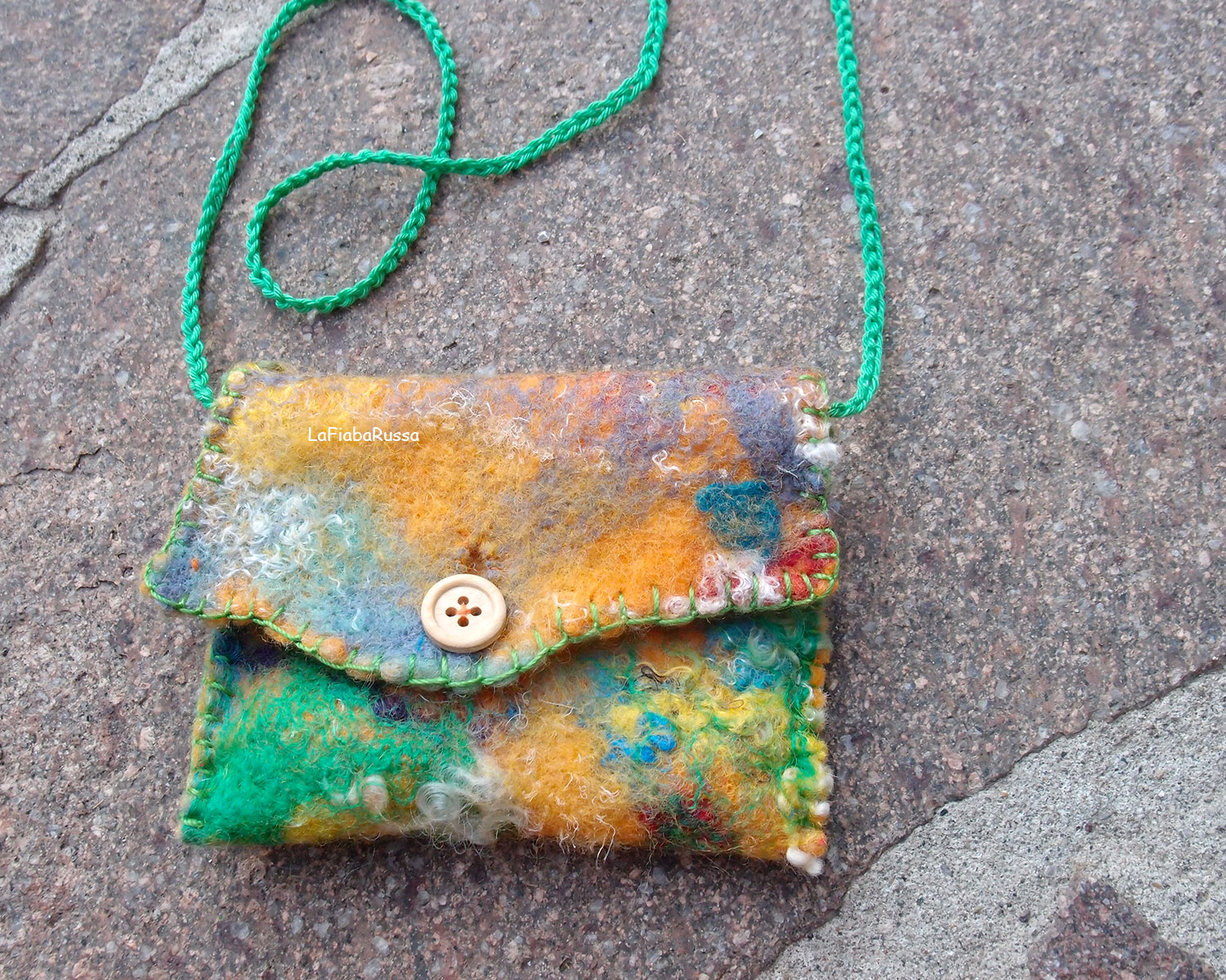 Felted Wool pocket pouch necklace hand felted little bag waldorf gift