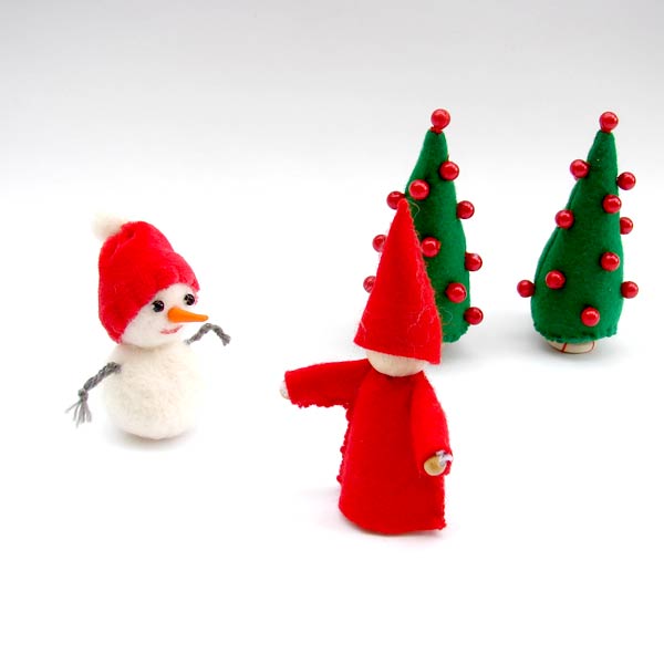 Christmas ornament red elf, Snowman or Christmas Tree