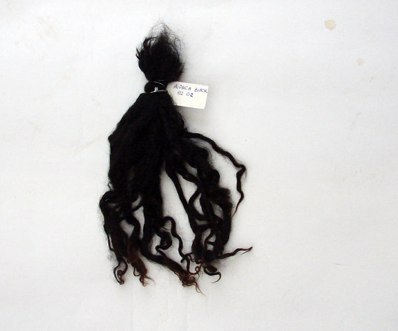 Suri Alpaca black locks for doll hair, extra long 10 - 12 in,