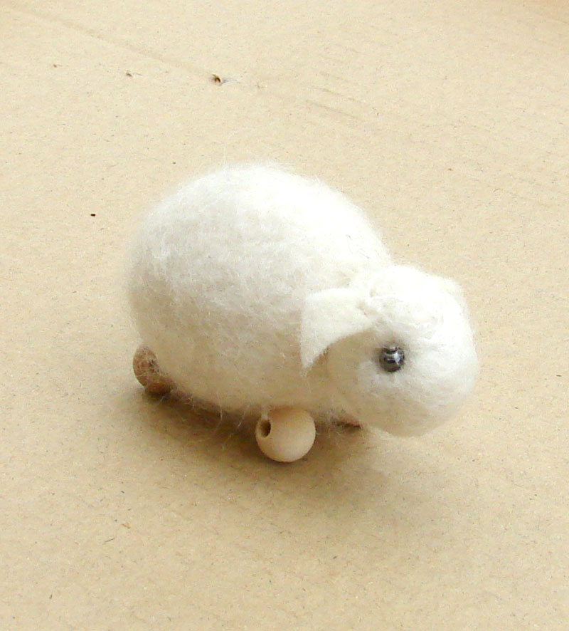 Felted sheep from wool