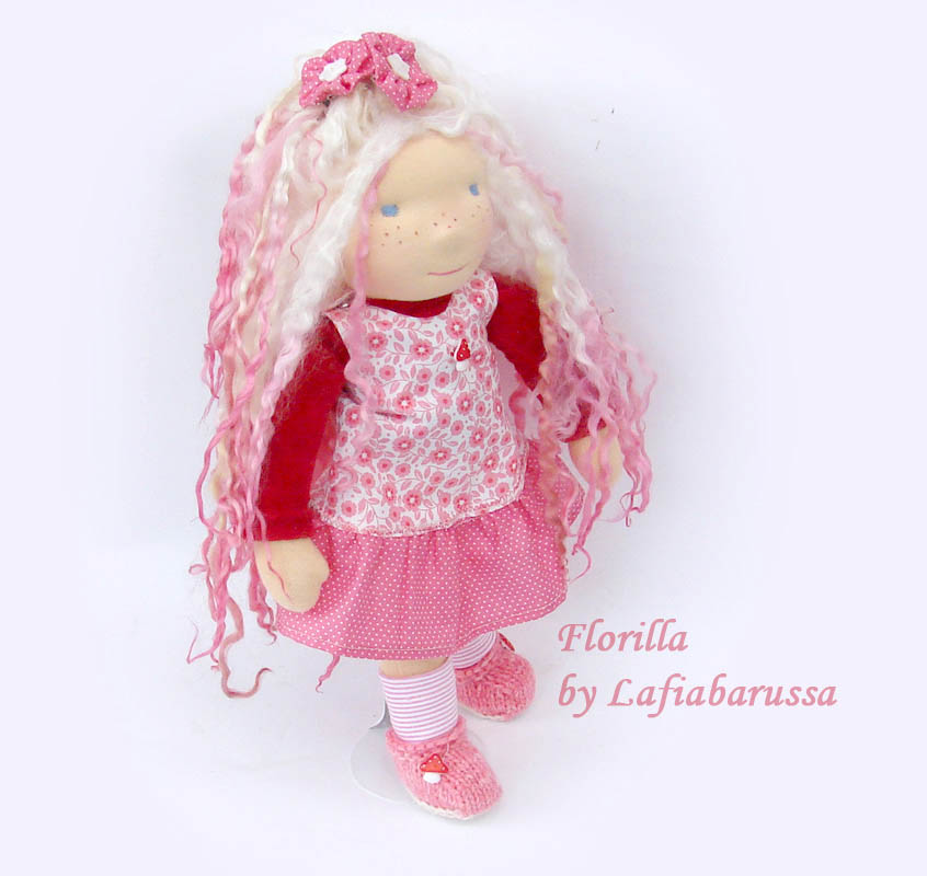romantic waldorf doll  Florilla long stylable teeswater hair